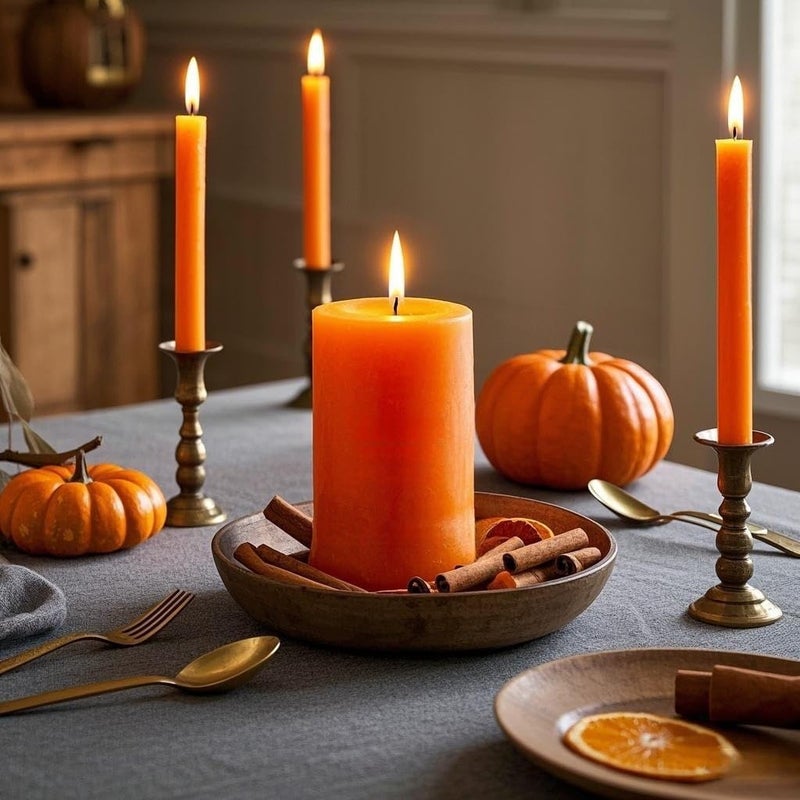 Sihuida 12-Pack Neon Orange Taper Candles, 10 Inch Unscented Dripless Candlesticks, Long-Lasting Burn Time of 7-8 Hours, Perfect for Fall Harvest Halloween Thanksgiving Dinners Parties and Home Décor - Image 3